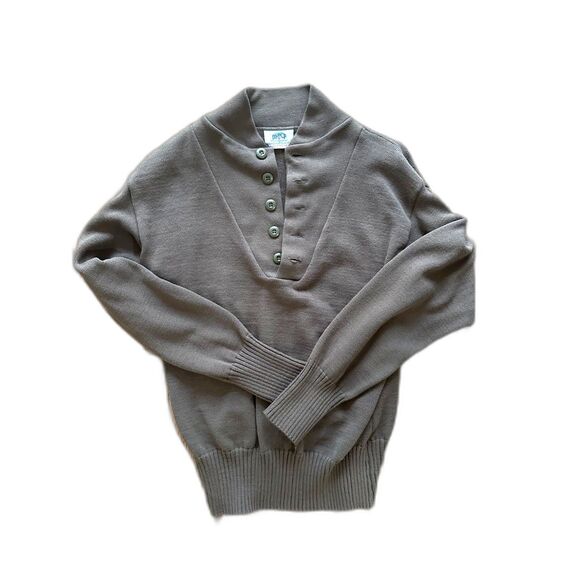 Vintage DSCP Military Retro Button Down Cowl Neck Sweater - Size L - Picture 1 of 3